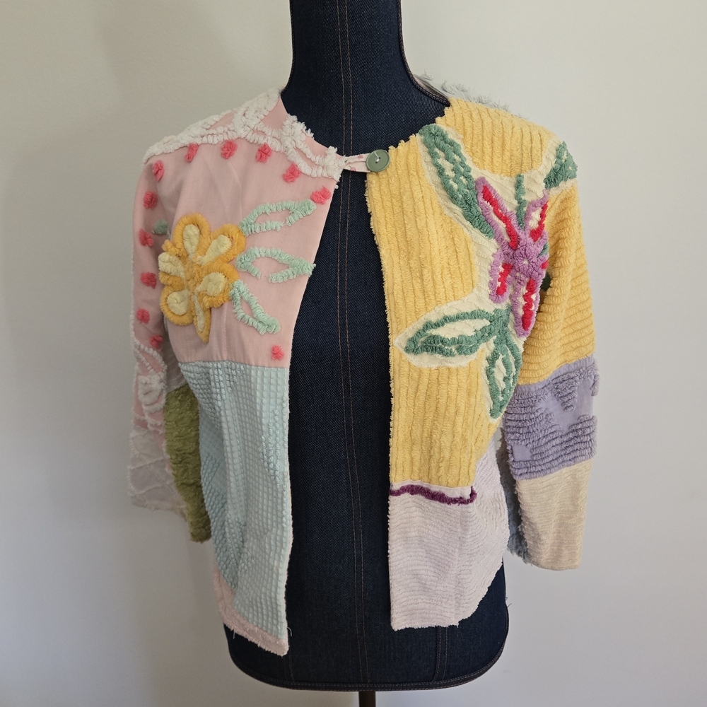 Yellow and Pink Artistic Cardigan Sweater